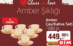GLASS İN LOVE AMBER ÇAY/KAHVE SETİ 6 KİŞİLİK